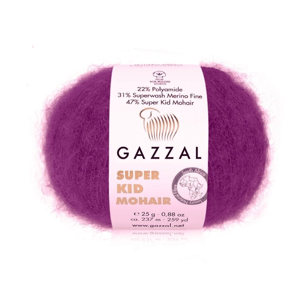 Gazzal Super Kid Mohair 64415 Slyvų – moherio siūlai su merino