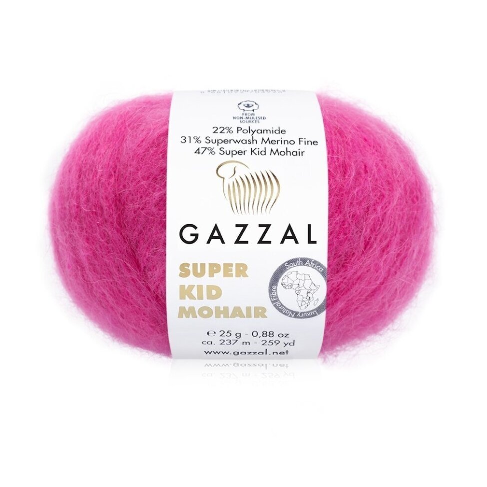 Gazzal Super Kid Mohair 64421 Fuksijų – moherio siūlai su merino