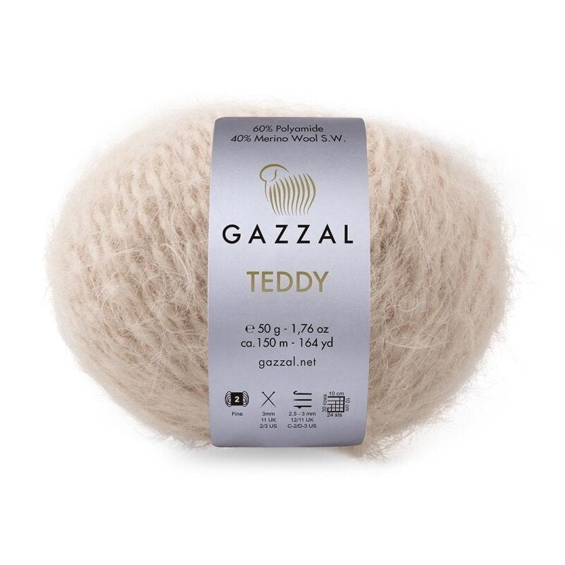 Gazzal Teddy 6534 Bēša – buklē dzija ar merino vilnu