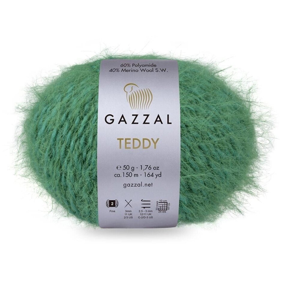 Gazzal Teddy 6559 Priežu – buklē dzija ar merino vilnu