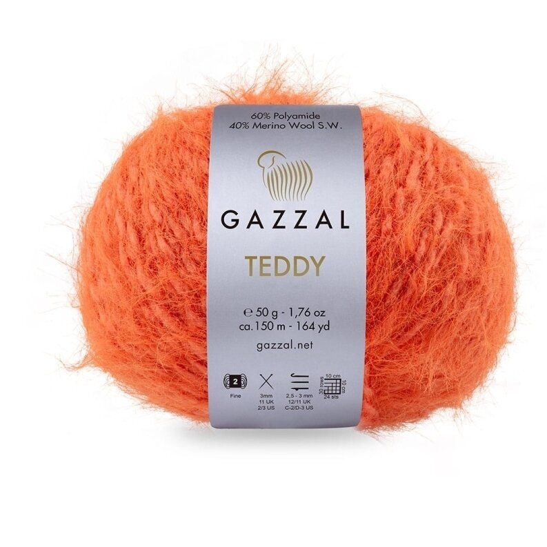 Gazzal Teddy 6545 Terakotas – buklē dzija ar merino vilnu