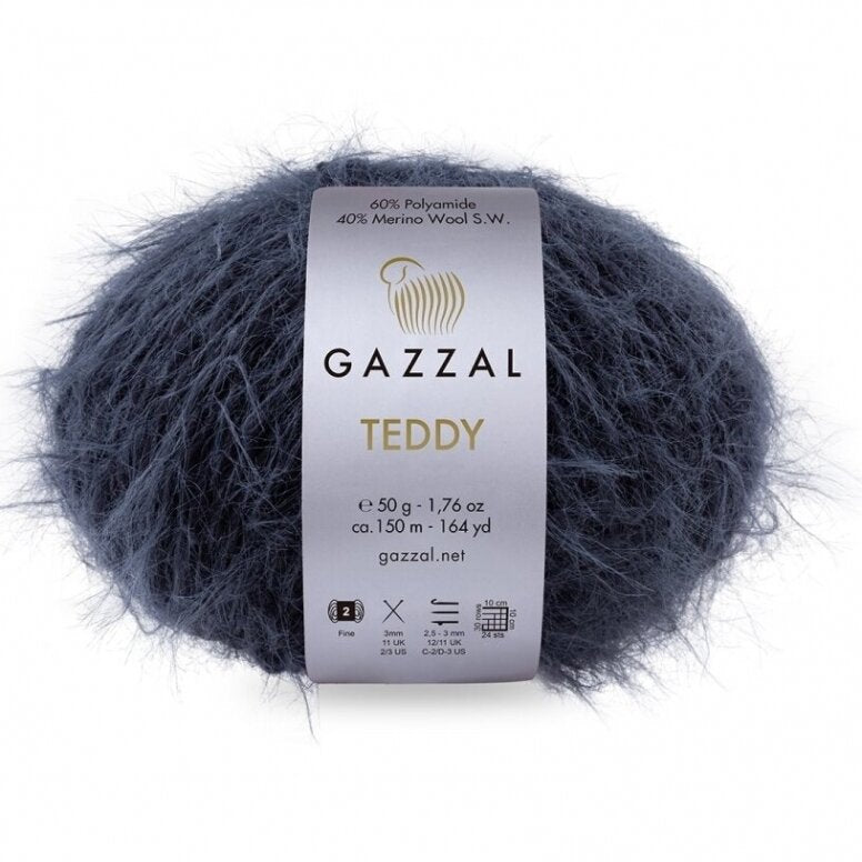 Gazzal Teddy 6538 Tumši zila – buklē dzija ar merino vilnu