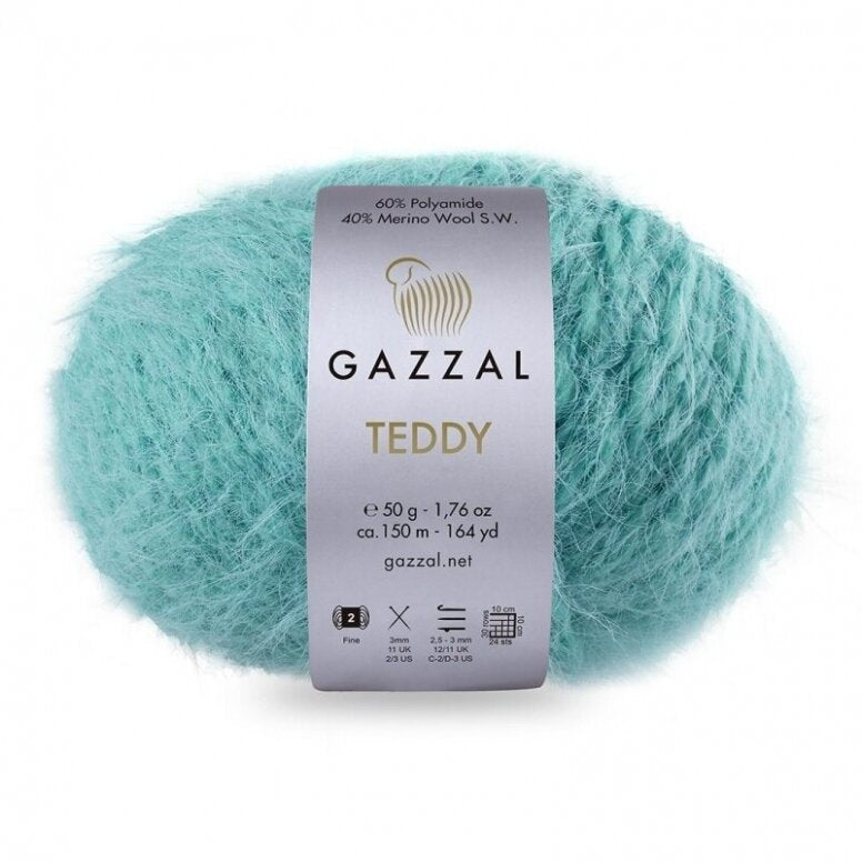 Gazzal Teddy 6558 Ūdenszila – buklē dzija ar merino vilnu