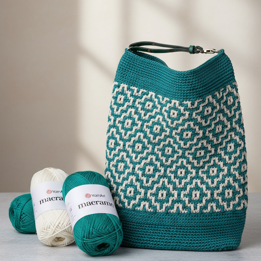 Macrame Yarn with YarnArt Macrame and crocheted bag