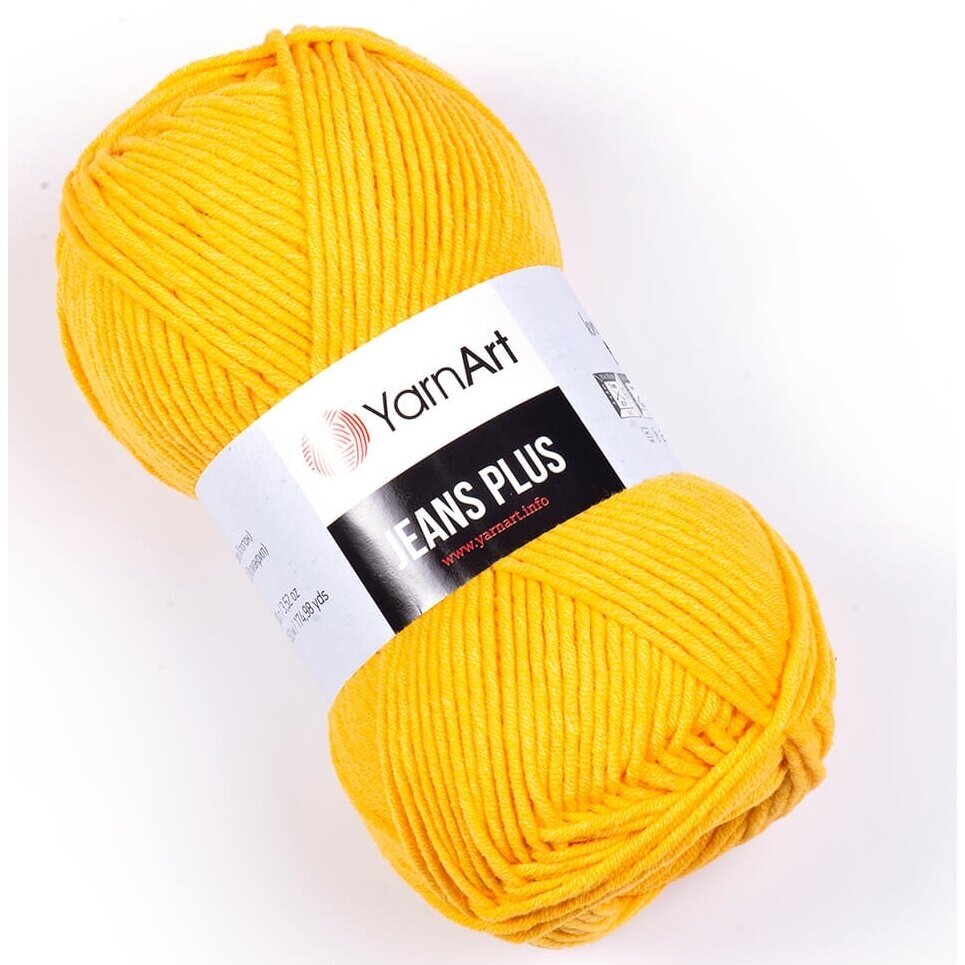 YarnArt Jeans Plus 35 Жёлтый – толстая пряжа из хлопка с акрилом