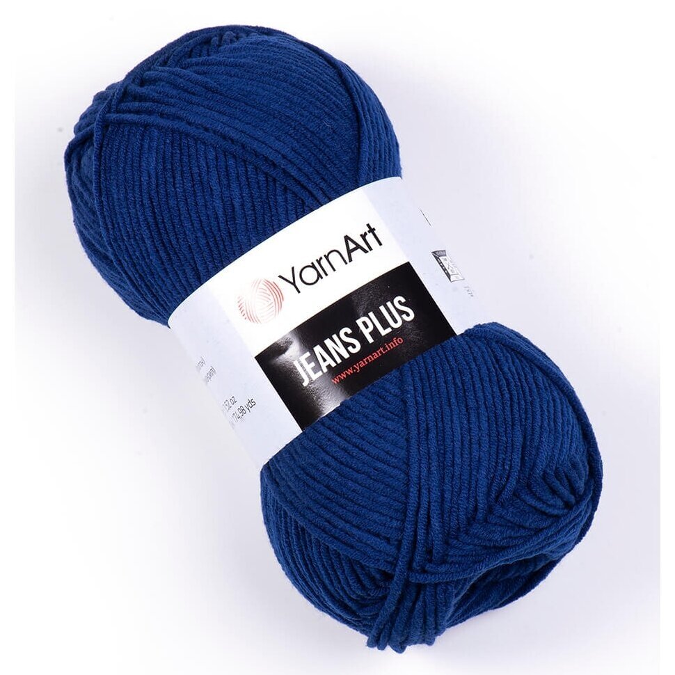 YarnArt Jeans Plus 54 Тёмно-синий – толстая пряжа из хлопка с акрилом