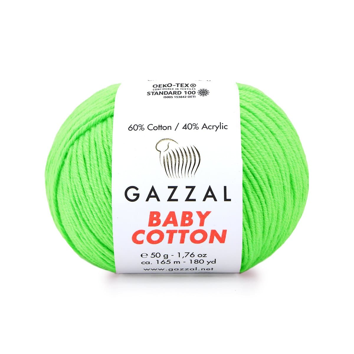 Gazzal Baby Cotton 3427 Verde fluo – filato baby in cotone e acrilico