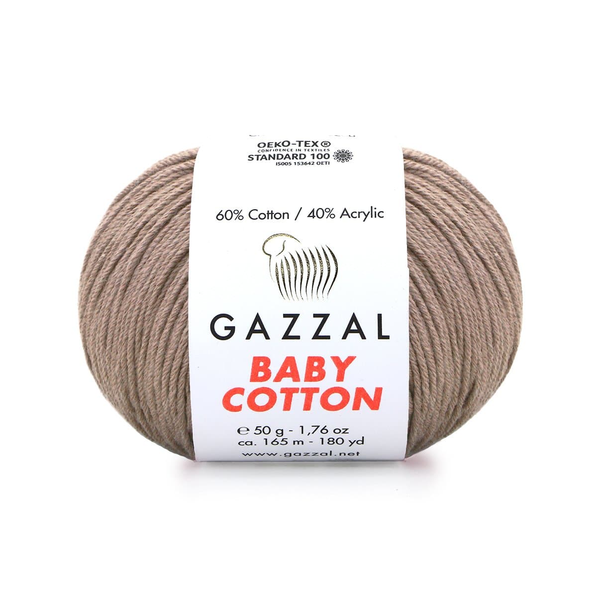 Gazzal Baby Cotton 3434 Tortora – filato baby in cotone e acrilico