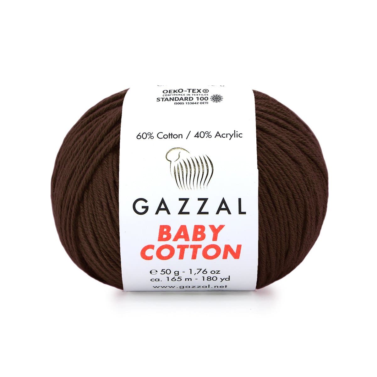 Gazzal Baby Cotton 3436 Marrone scuro – filato baby in cotone e acrilico
