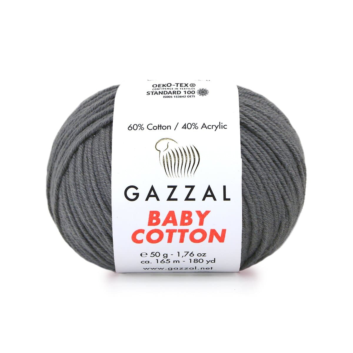 Gazzal Baby Cotton 3450 Carbone – filato baby in cotone e acrilico