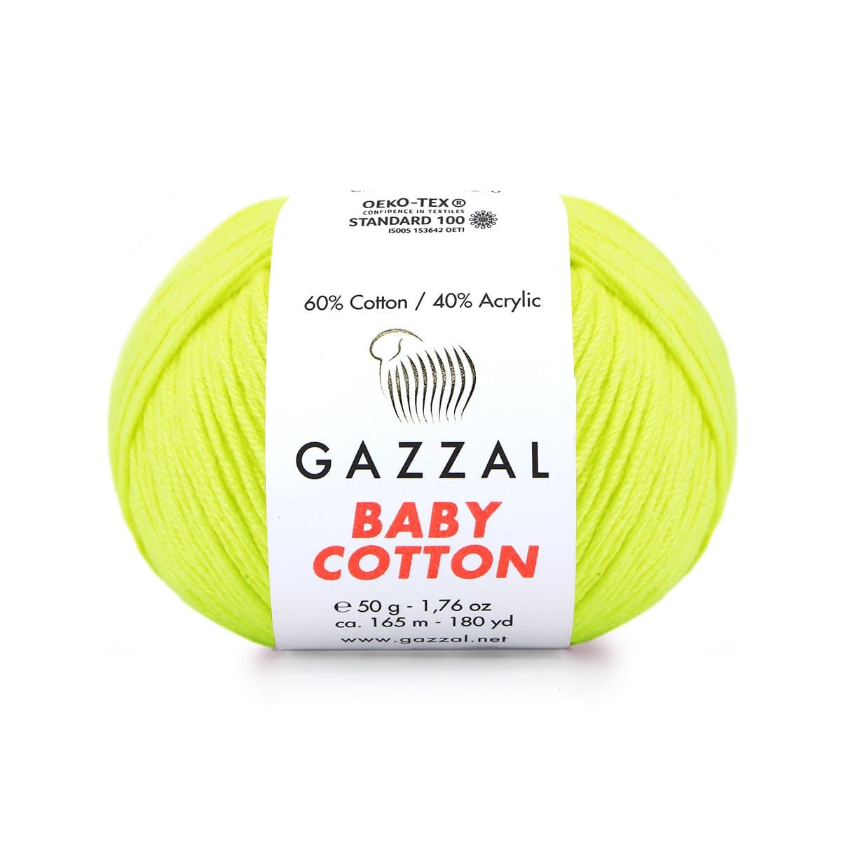 Gazzal Baby Cotton 3462 Giallo fluo – filato baby in cotone e acrilico