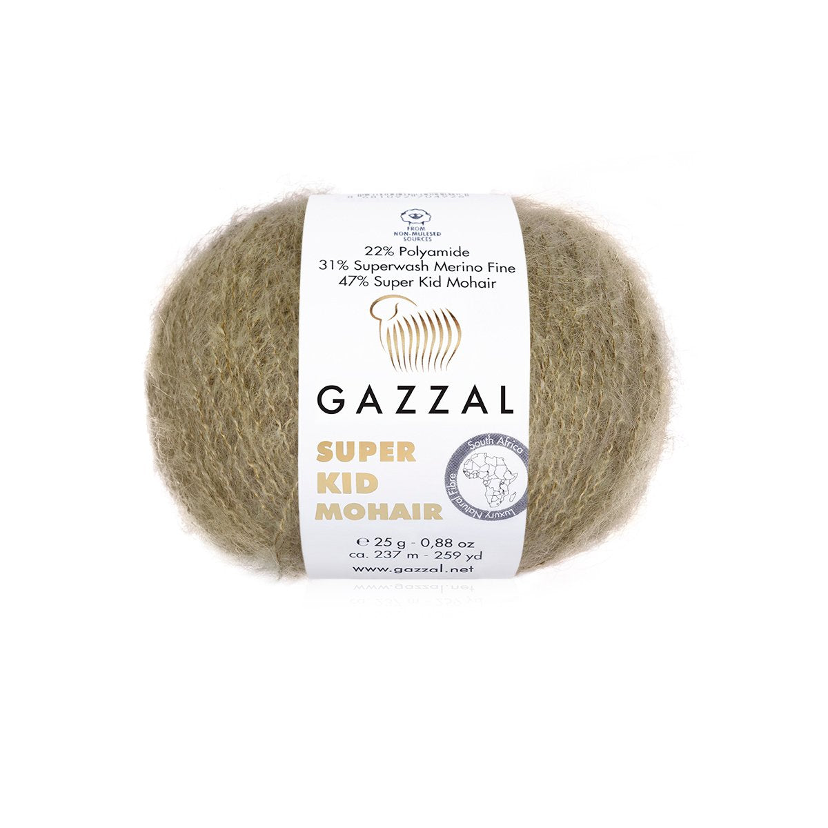 Gazzal Super Kid Mohair 64406 Pilkšvai ruda – moherio siūlai su merino