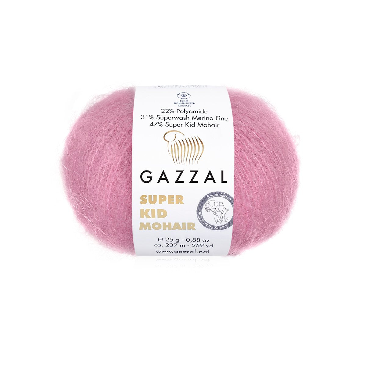 Gazzal Super Kid Mohair 64412 Rožinė – moherio siūlai su merino