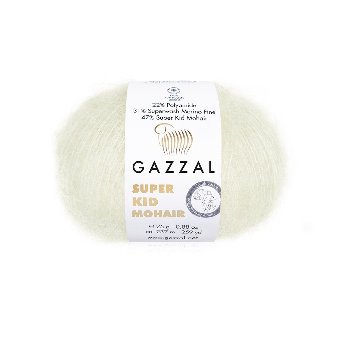 Gazzal Super Kid Mohair 64414 Vanilinė – moherio siūlai su merino