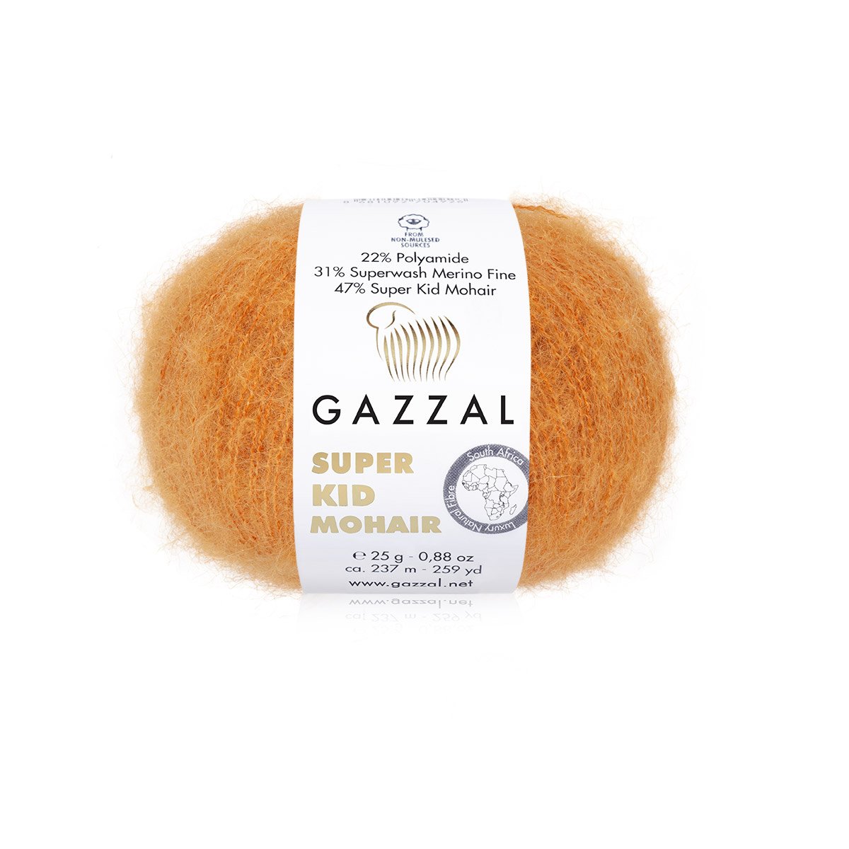 Gazzal Super Kid Mohair 64419 Mandarinų – moherio siūlai su merino
