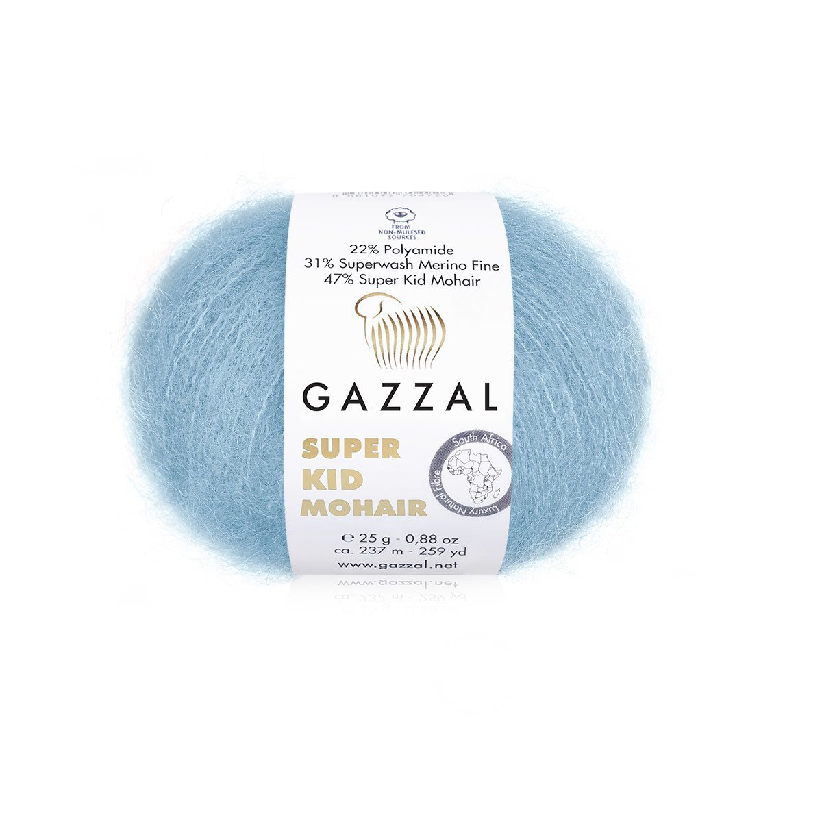 Gazzal Super Kid Mohair 64420 Dangaus mėlyna – moherio siūlai su merino