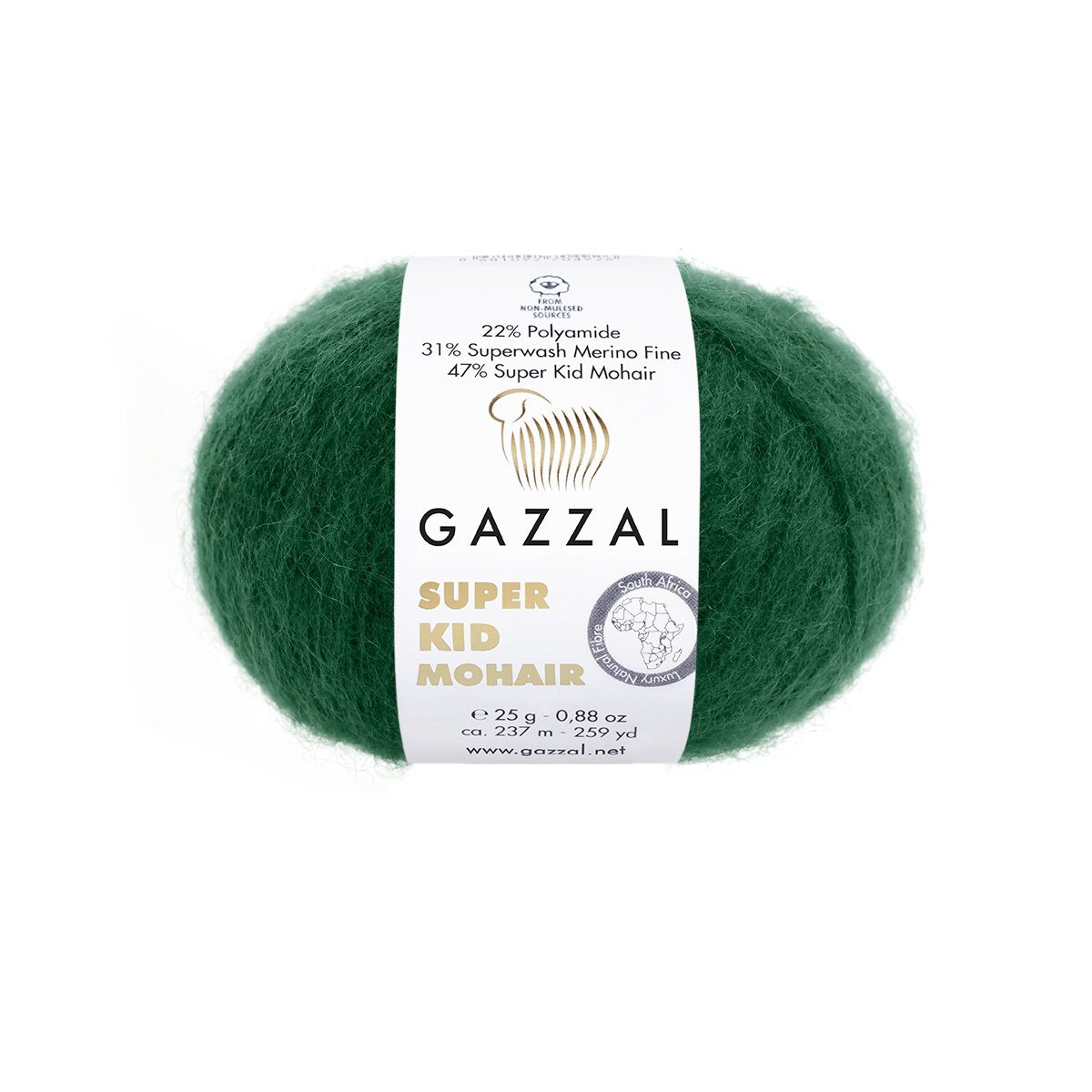 Gazzal Super Kid Mohair 64424 Butelio žalia – moherio siūlai su merino