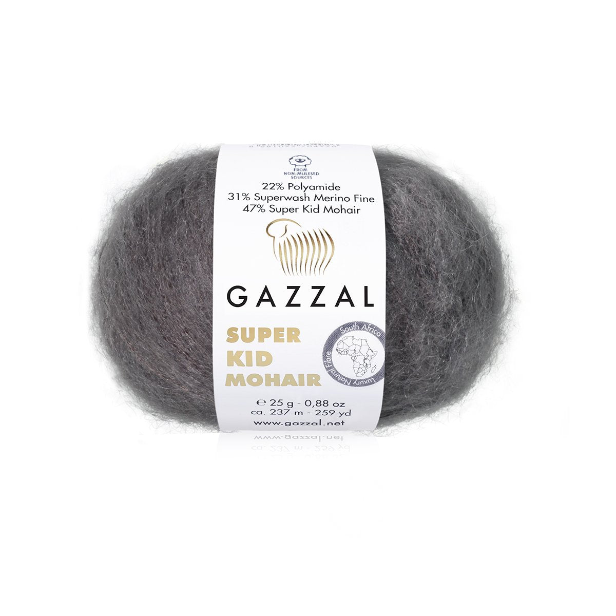Gazzal Super Kid Mohair 64432 Anglies pilka – moherio siūlai su merino