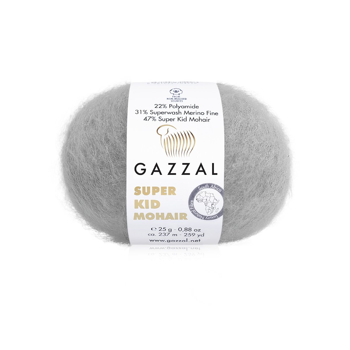 Gazzal Super Kid Mohair 64434 Pilka – moherio siūlai su merino
