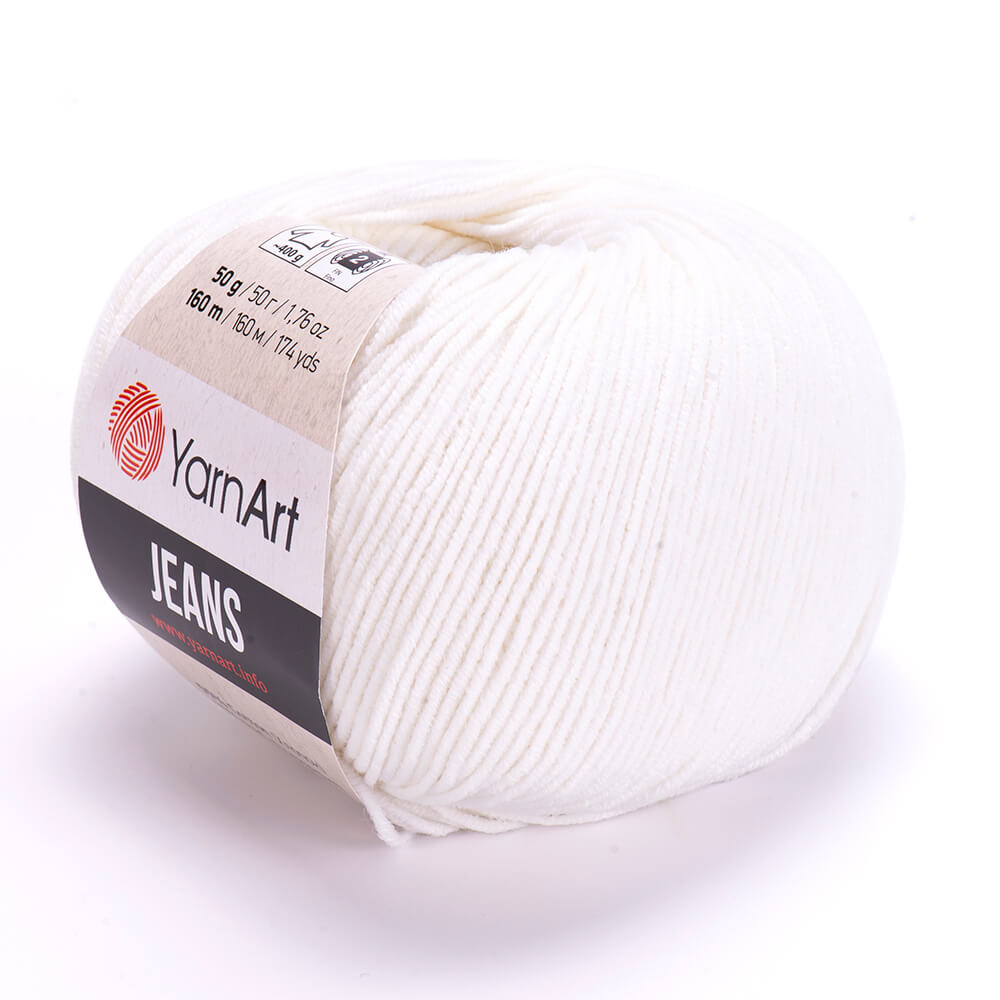 YarnArt Jeans 01 Benvit – bomulls- och akrylgarn