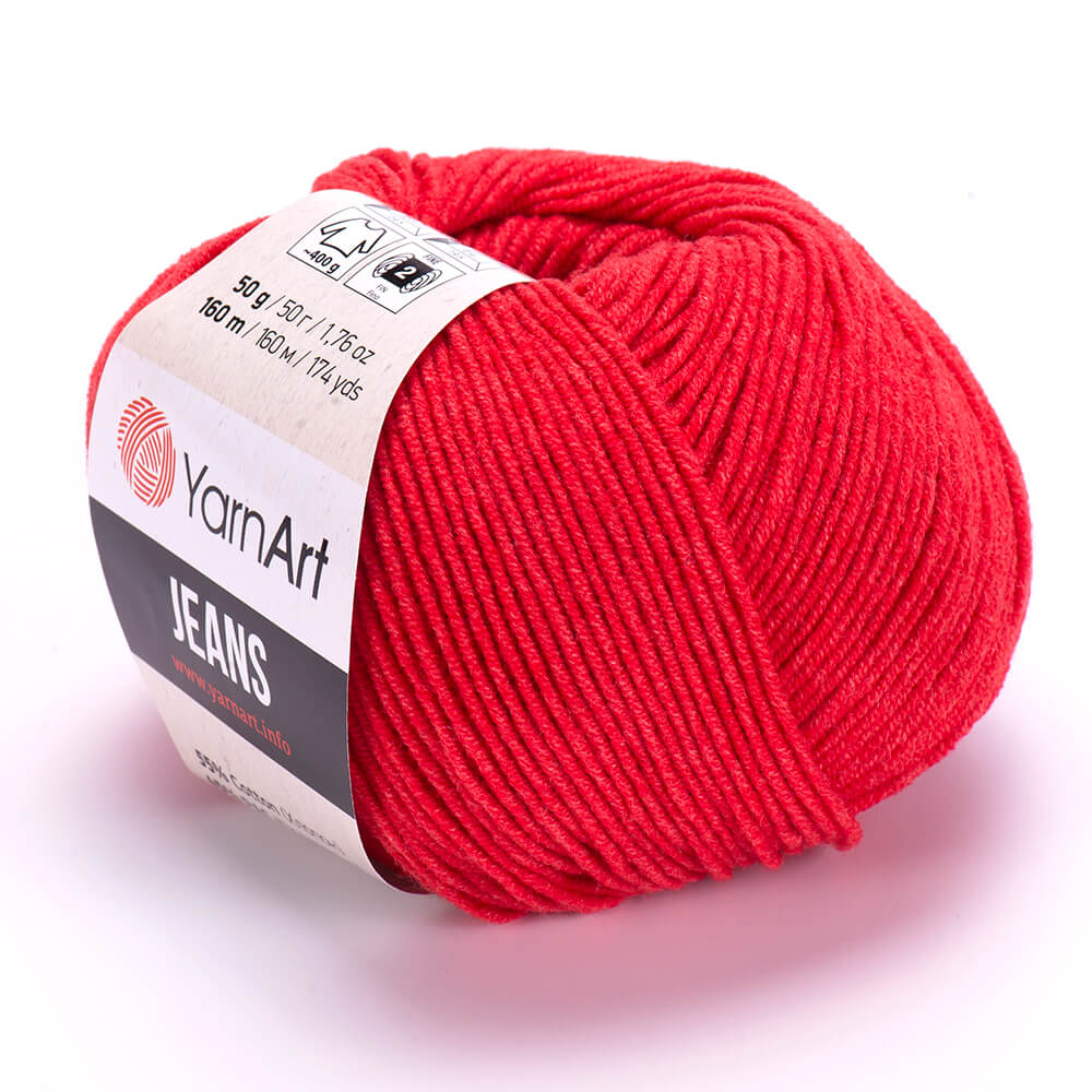 YarnArt Jeans 26 Scharlakansröd – bomulls- och akrylgarn