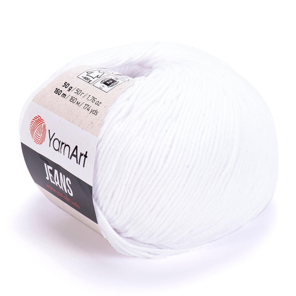 YarnArt Jeans 62 Vit – bomulls- och akrylgarn