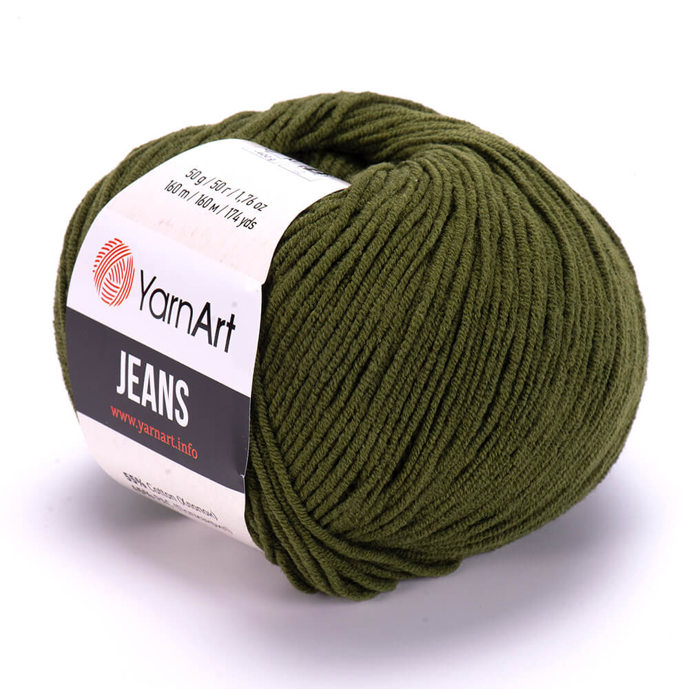 YarnArt Jeans 82 Mörkoliv – bomulls- och akrylgarn