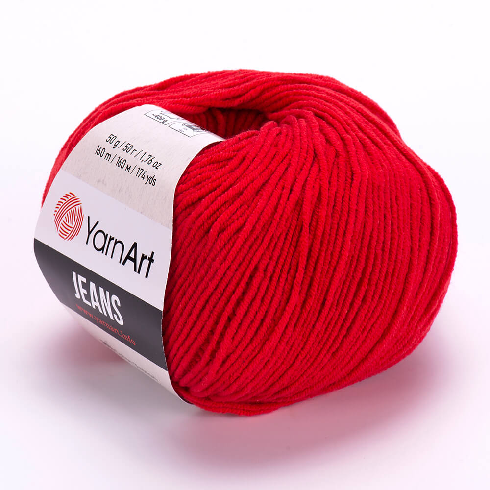 YarnArt Jeans 90 Scharlakansröd – bomulls- och akrylgarn