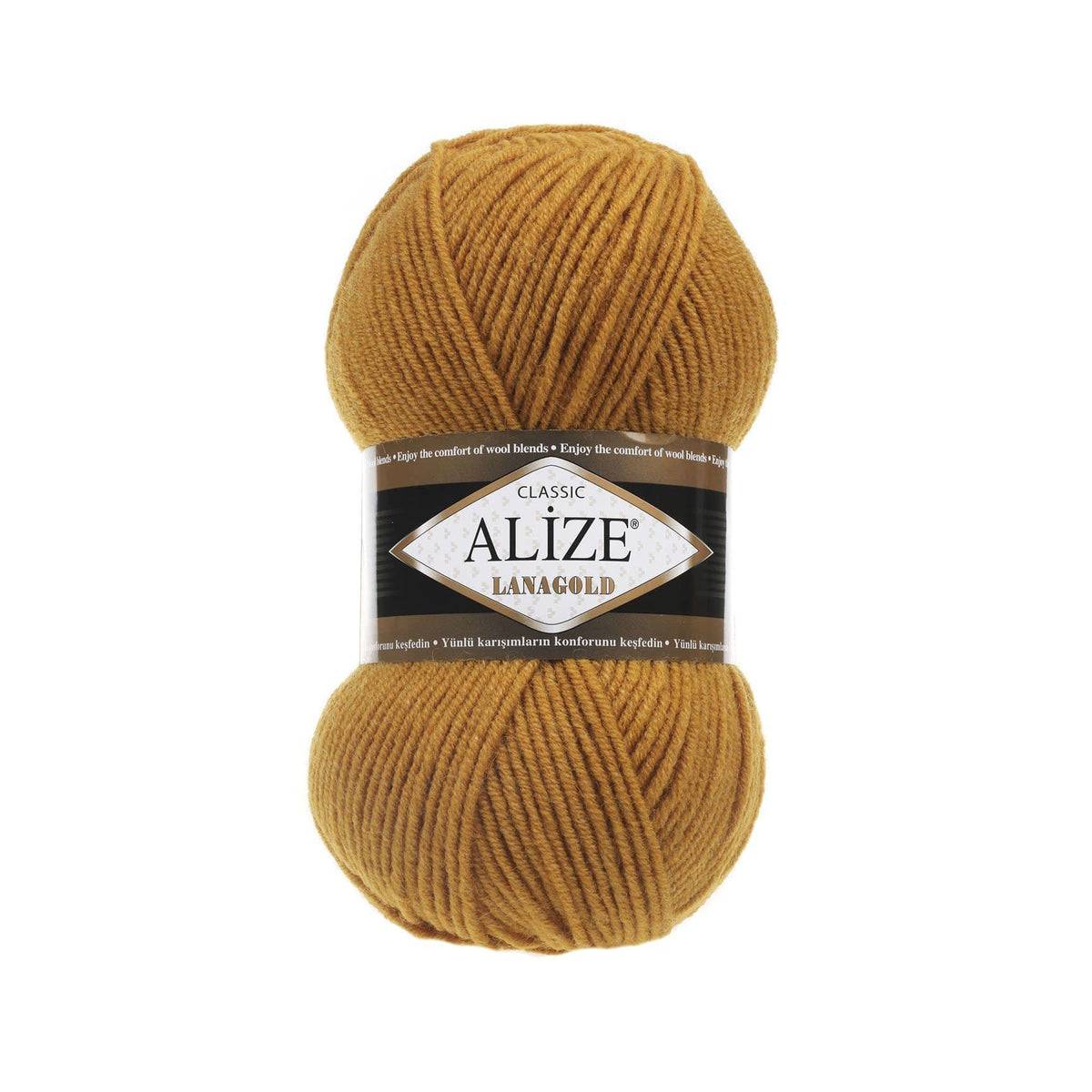 Alize Lanagold Classic 645 Mustard – wool acrylic yarn