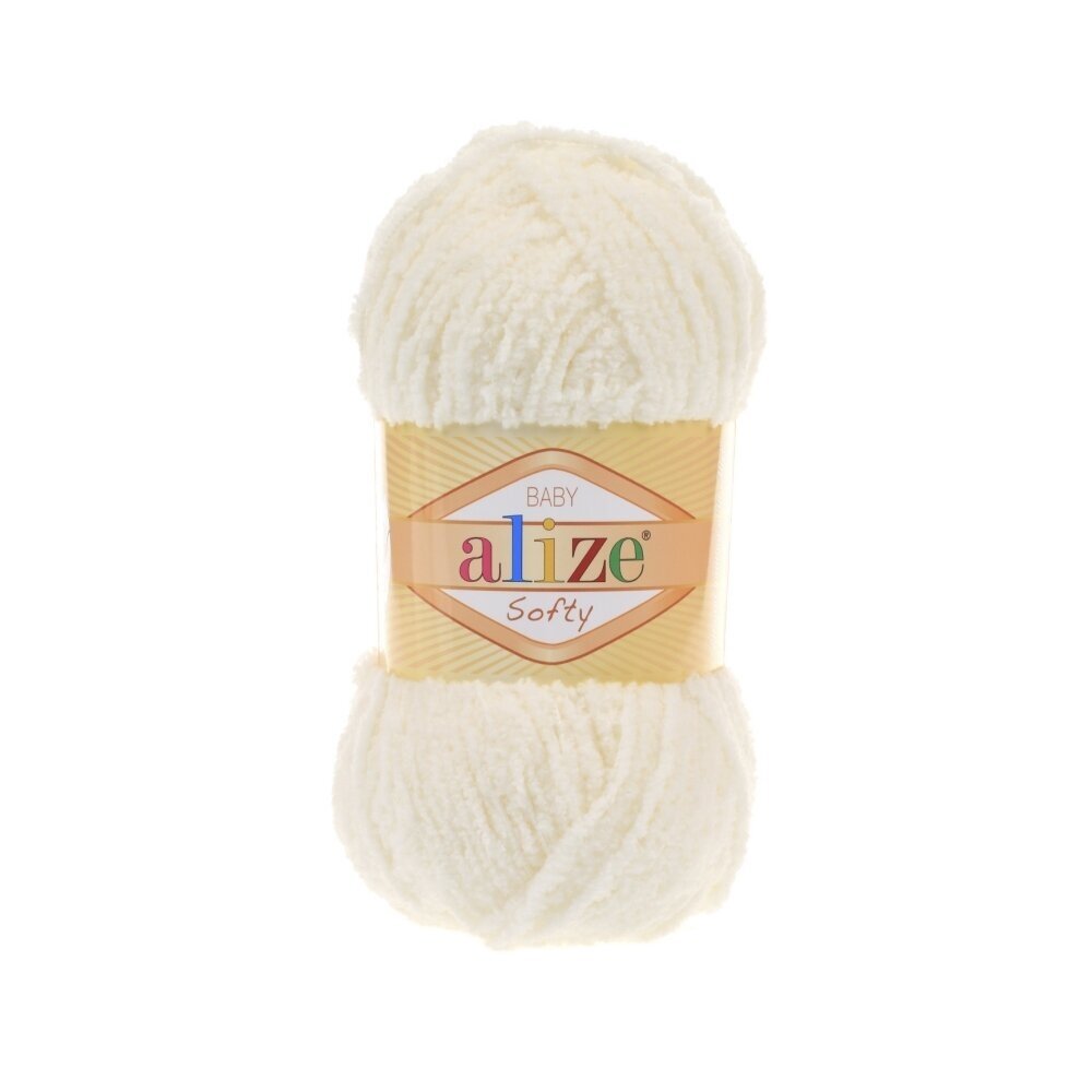 Alize Softy Baby 62 Gräddvit – mjukt babygarn i plysch