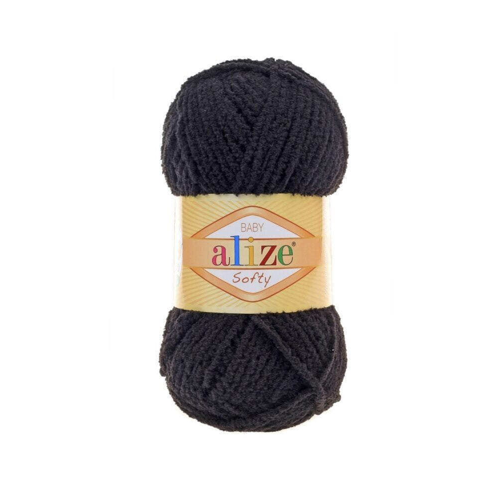 Alize Softy Baby 60 Svart – mjukt babygarn i plysch