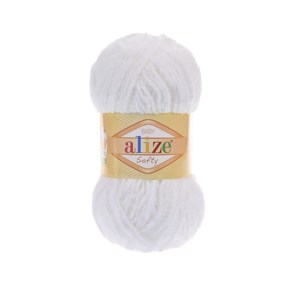 Alize Softy Baby 55 Vit – mjukt babygarn i plysch
