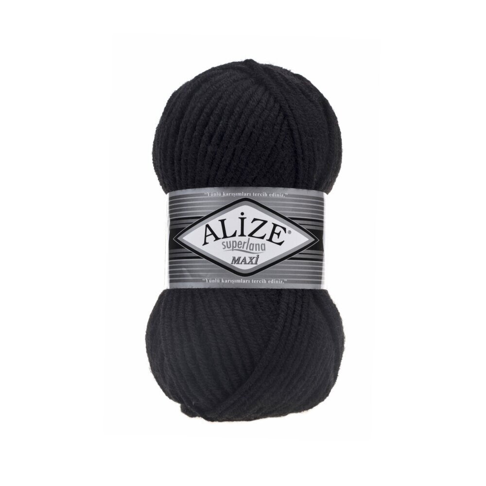 Alize Superlana Maxi 60 Black – chunky wool acrylic yarn