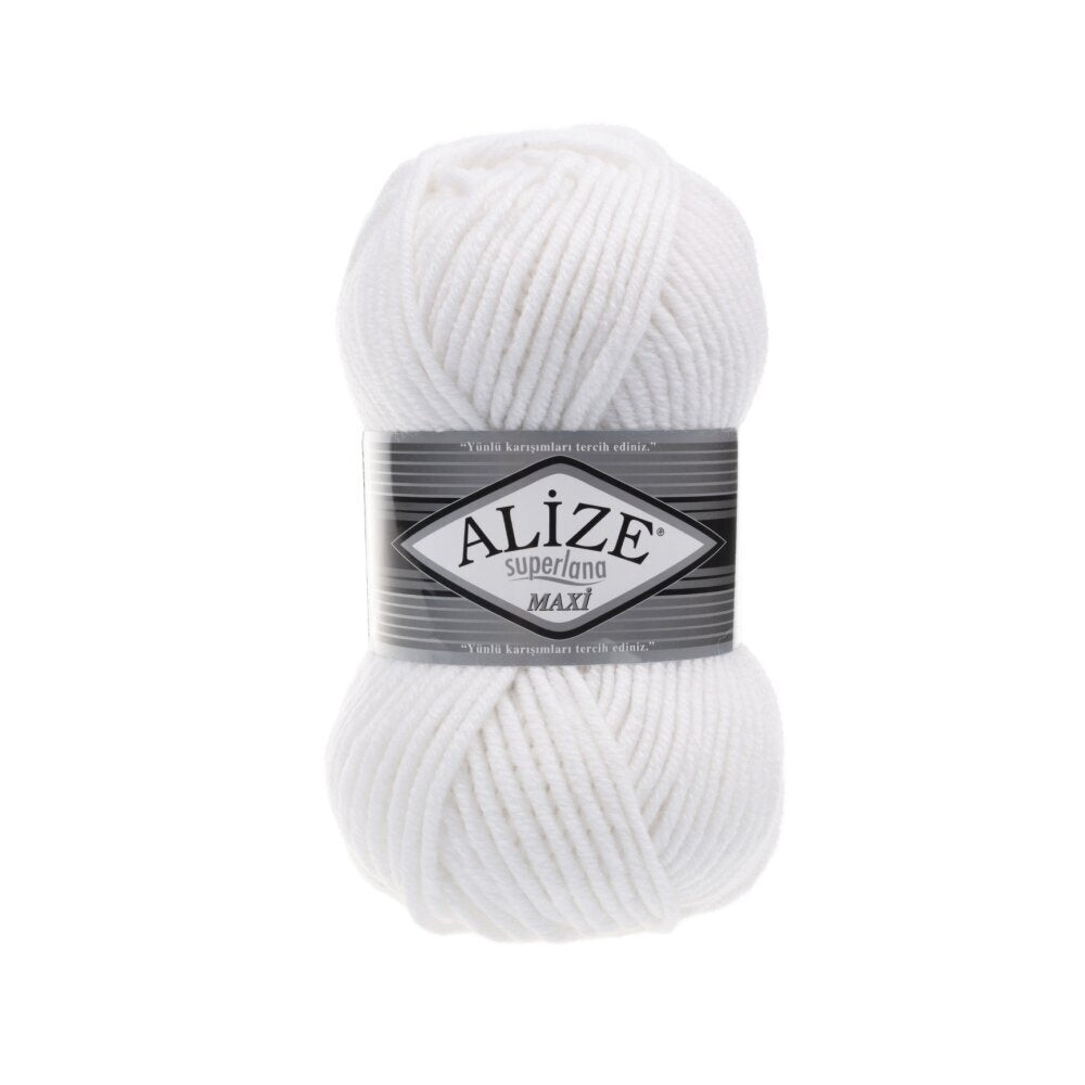 Alize Superlana Maxi 55 White – chunky wool acrylic yarn