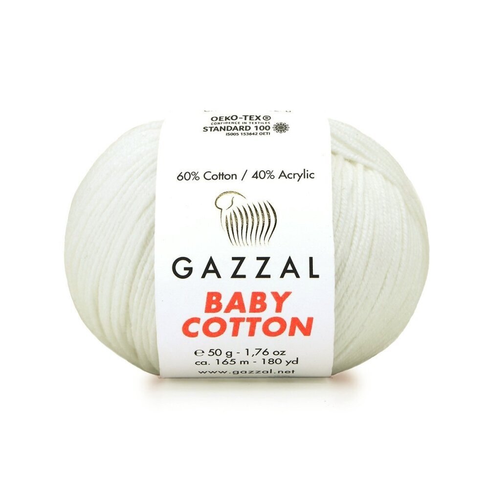 Gazzal Baby Cotton 3410 Bianco naturale – filato baby in cotone e acrilico