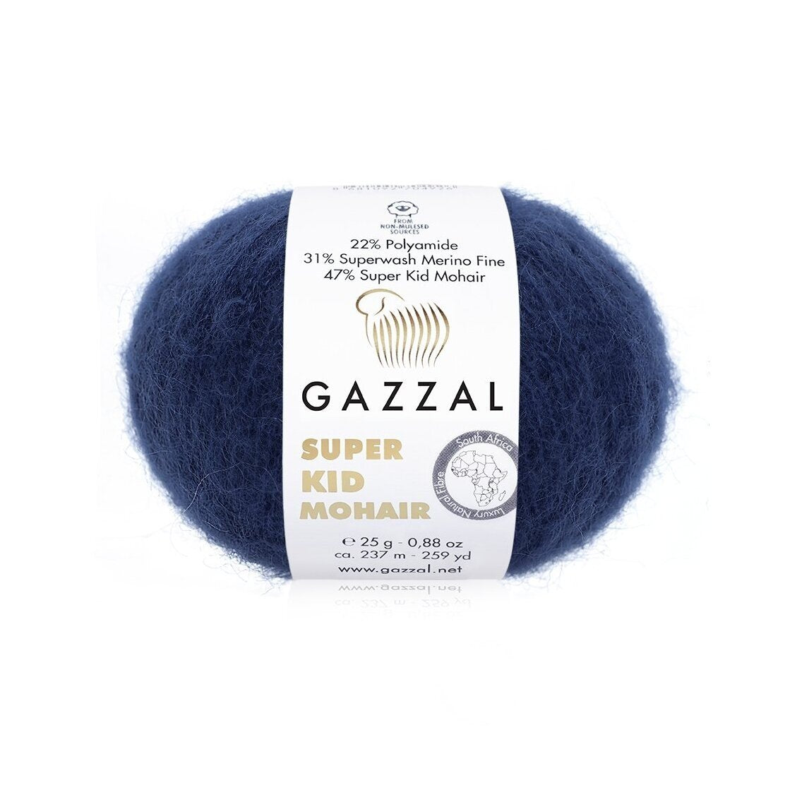 Gazzal Super Kid Mohair 64417 Tamsiai mėlyna – moherio siūlai su merino