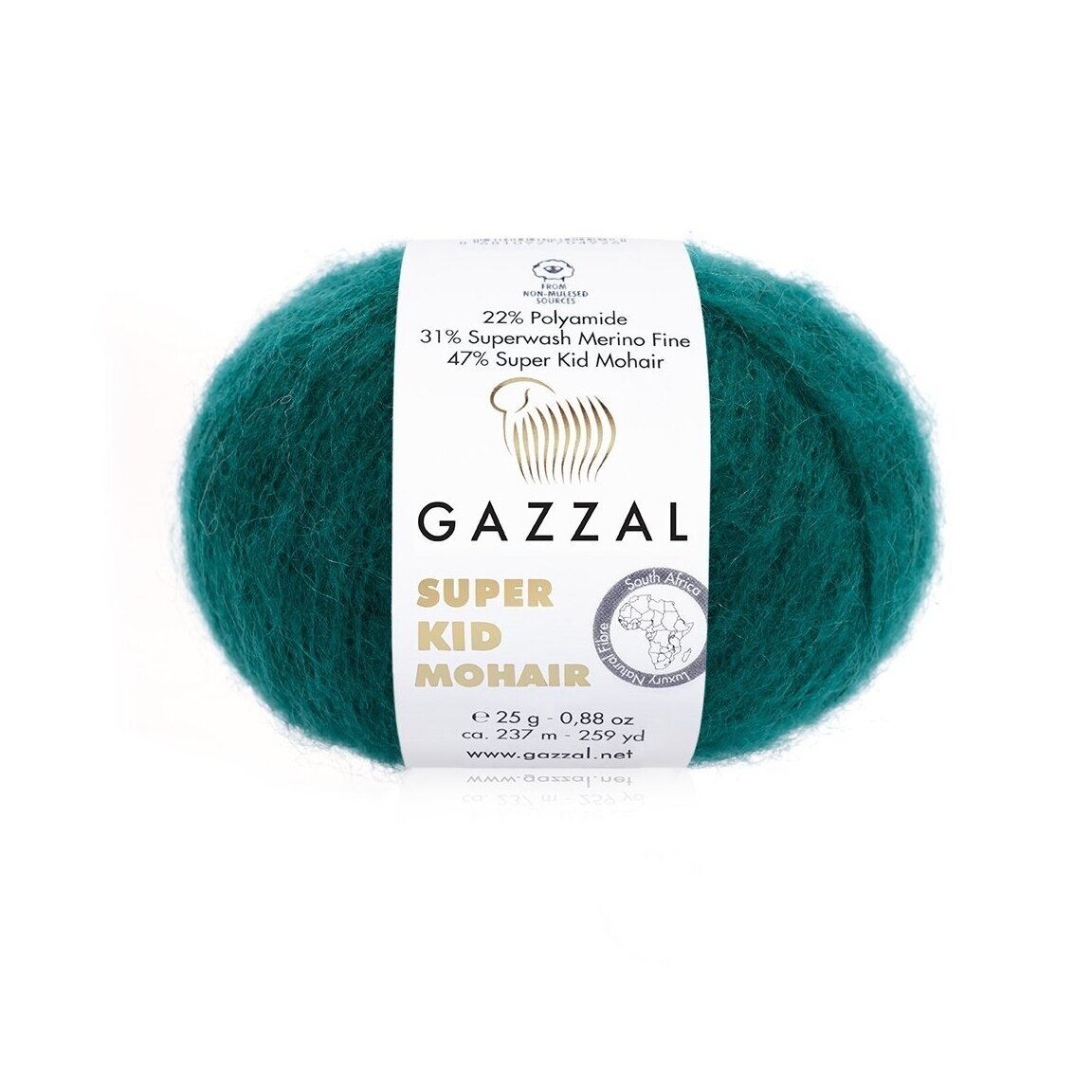 Gazzal Super Kid Mohair 64418 Butelio žalia – moherio siūlai su merino