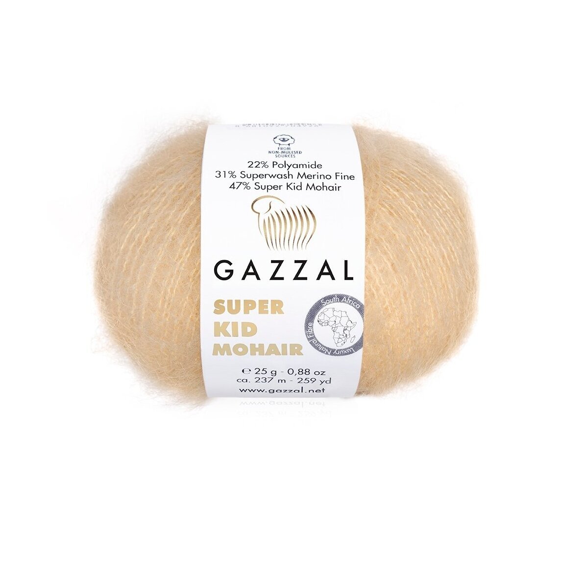 Gazzal Super Kid Mohair 64404 Bežinė – moherio siūlai su merino