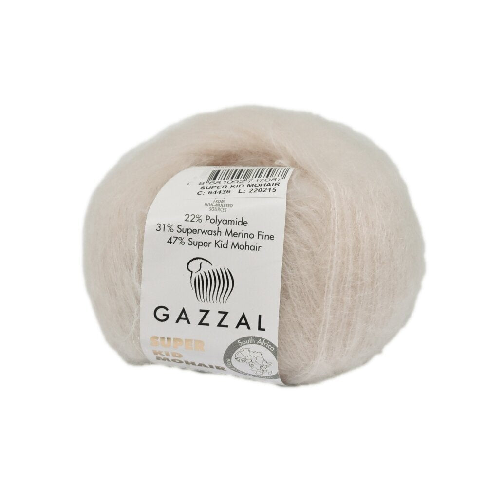 Gazzal Super Kid Mohair 64436 Bežinė – moherio siūlai su merino