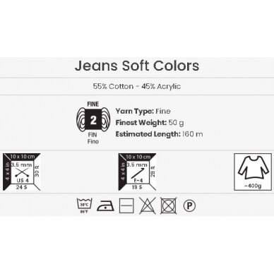 YarnArt Jeans Soft Colors, 50g., 160m. 1